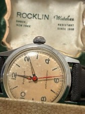 Vintage 1950s Rocklin Manual Wind Watch 31mm Global Watch Co 7J Box Running picture