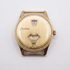 Vintage Endura Swiss Made Jump Hour Digital Watch Gold Tone 12108 OR-9246 1970s picture