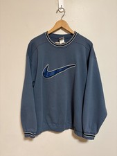Vintage 90s Nike Faded Blue Big Center Swoosh Crewneck Sweatshirt XL Made In USA picture