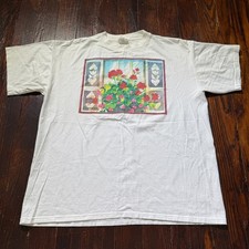 Vintage Germany Graphic Shirt Mens XL White 90s Germany Floral Art Single Stitch picture