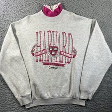 Vintage 90s Harvard University Crimson Sweatshirt Mock Neck One Size USA Made picture