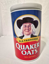 New Vintage Quaker Limited Edition Cookie Jar 1997 Cereal Theme Blue Red White  picture