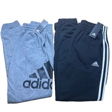 NWT Youth Boys Adidas Black White Stripe Fleece Jogger Pant Variety Sizes Colors picture