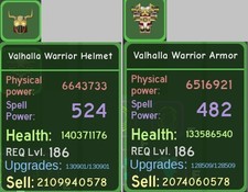 Dungeon Quest Reborn 🌟 Lvl 186 Valhalla Warrior Set ( Green Good Pot ) picture