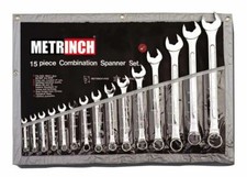METRINCH MET-0135 Combination wrench set in pouch 15pc metric inch mm SAE 8-32mm picture