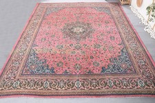 Turkish Rug, 9,5x12,5 ft Oversize Rug, Pink Blue Rug Wool Rug picture