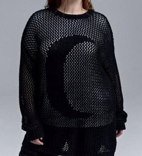 NWT Torrid Nightfall Crescent Moon Over Sized Tunic Length Open Weave Sweater OO picture