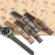 Premium Oil Waxed Genuine Leather Watch Band Strap 18/19/20/21/22mm Universal picture
