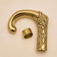 Solid Brass Designer Walking Cane Handle Vintage Knob Wooden Stick DIY Parts Gif picture