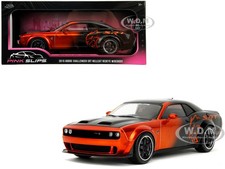 DODGE CHALLENGER SRT HELLCAT ORANGE & BLACK 1/18 DIECAST MODEL CAR BY JADA 35722 picture
