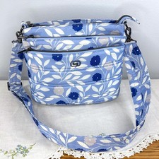 Lug Corral Crossbody Bag Blue Floral Quilted Multi-Pocket Travel Purse picture