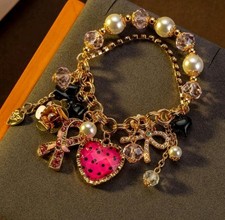 Betsey Johnson Pink Heart Charms Bracelet picture