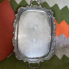 Vintage EPCA Old English by Poole 5032 Silver Plated Ornate Serving Platter Tray picture