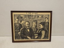 Antique Ulysses US Grant & Family Framed Lithograph Print 1885 Kurz & Allison picture