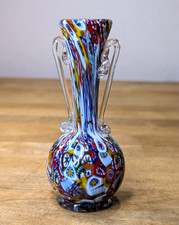 Vtg Fratelli Toso Murano Millefiori Art Glass Vessel Vase Colorful Floral Italy picture