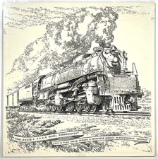 John Gould (1906-1996) Signed Ink Illustration Challenger High Speed Locomotive picture
