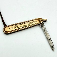 ATQ J.F. Sturdy's Sons Gold Filled Watch Fob Knife 2.25