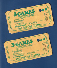 2-Lot 1976-Vintage 3-GAME Serial # Tickets Putt-Putt Golf Courses Amarillo Texas picture