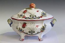 Large Italian Cantagalli Pottery Tureen Blue Carnation Garofano Centerpiece 14