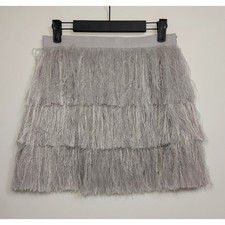 DIVIDED By H&M Gray Skirt with Fringe Size 6 picture