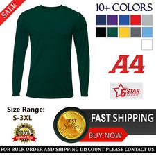 A4 Mens Dri-Fit Long Sleeve Polyester Moisture Wicking Sprint T-Shirt - N3425 picture