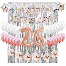 26th Birthday Complete Rose Gold & Silver Balloon Party Decoration Supplies picture