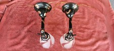 Antique Late 1900s Mission / Arts & Crafts Copper Flashed Light Wall Sconces picture