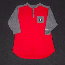 Nike Georgia Bulldogs Performance Henley Shirt Mens XL Red 3/4 Sleeve NCAA Logo picture