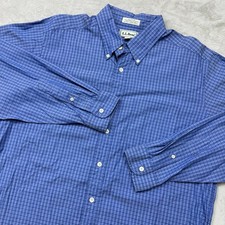 VTG L.L. Bean Button Down Shirt Mens 16.5 35 Blue Micro Check Cotton Long Sleeve picture