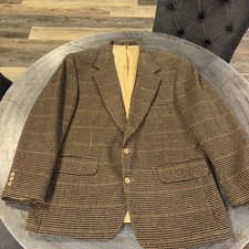 Tailors Row Black Gold Wool Houndstooth 2 Button Notch Blazer Sport Coat 44R USA picture
