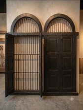 Pair of Antique Indo-French Iron And Teak Doors. From 4 Million Dollar Estate picture