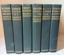 Maurice Hewlett 6 Antique Hardcover Book Lot Scribners Green Gilt 1909-1915 picture