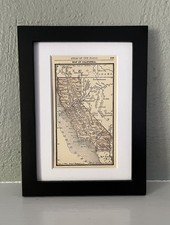 1888 Antique Framed Original California State Map Tiny California Vintage Map picture