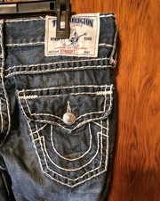 TRUE RELIGION Men’s Jeans STRAIGHT W/ FLAP SUPER T Wide Stitch Size 31 picture