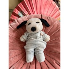 Vtg 1970s Snoopy Plush Removable Blue Sleeper Pajamas PJs Determined Productions picture