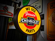 Genuine Chevrolet Parts LED Lightbox Sign 3D Printed Round Wall Mount Man Cave picture