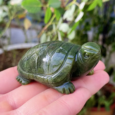 Natural Nephrite Jade Turtle Carving Gemstone Tortoise Figurine Healing Decor picture