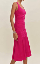 Reformation Kayla Ruched Jersey Midi Dress Size L Pink picture