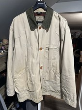VTG LL Bean EMBROIDERED Canvas Barn Coat Field Jacket Mens XL Plaid Lined 0JV69 picture