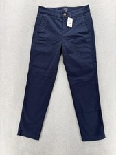 J.CREW High Rise Girlfriend Chino Pant Womens 00 Blue Stretch Casual Preppy NWT picture