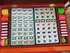 AWESOME VTG 60s-70s Retro Cardinal-Style Export Mahjong Set; White and Burgundy picture