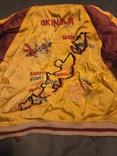 VTG 1940s Occupied Japan Okinawa Map Reversible Sukajan Jacket Cherry Tokyo Sz S picture