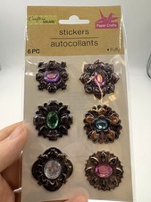 Crafter's Square Stickers with Faux Jewels 6 Pc Puffy Gem Medallions picture