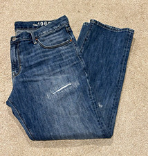 VTG GAP 1969 Women’s Sexy Boyfriend Blue Denim Jeans Medium Wash Distressed Sz30 picture