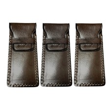 3-Pk Veg Tan Leather EDC Tuck Flap Pocket Knife Tool Pouch 6