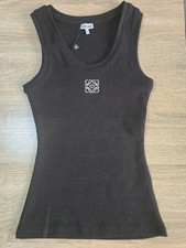 LOEWE Anagram Logo Ribbed Tank Top Black Women Size S Sleeveless Singlet Stretch picture