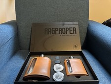 Ragproper Glass Hip Flask Gift Set Leather Wrap 100mL & 240mL Single Double Shot picture