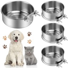 Zopeal 4 Pcs Stainless Steel Dog Bowls For Kennel Hanging 1 Quart Dog Feeder picture