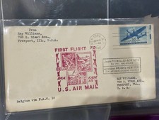 1946 USA First Flight Cover FAM 18 New York to Brussels Belgium 30c Air Mail picture
