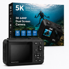 5K 32GB Waterproof Dual Screen Action Camera 64MP picture